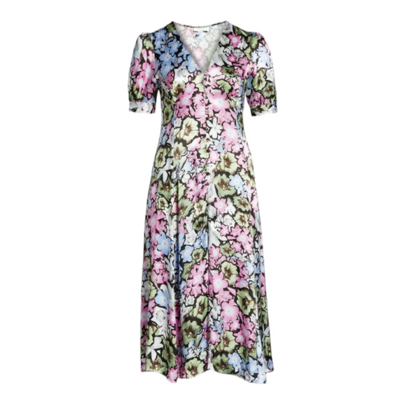 TOPSHOP Dress SIZE 12 Floral Print Button-Up Midi Dress Silky Soft Summer Dress - Picture 1 of 9